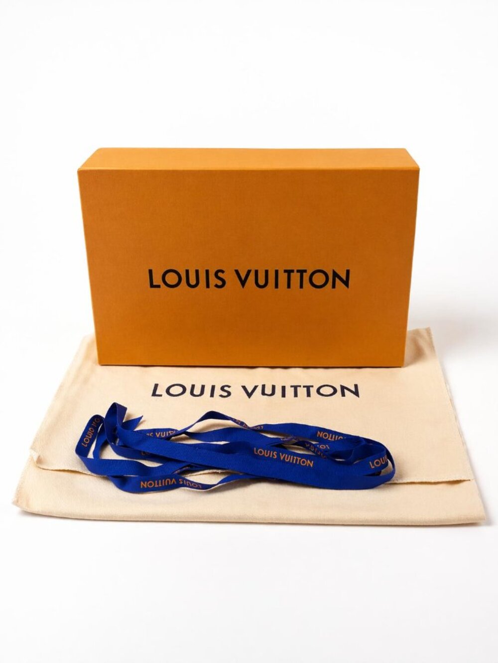 Authentic Louis Vuitton Orange Gift Box with Dust Bag & Blue Ribbon - Picture 16 of 16